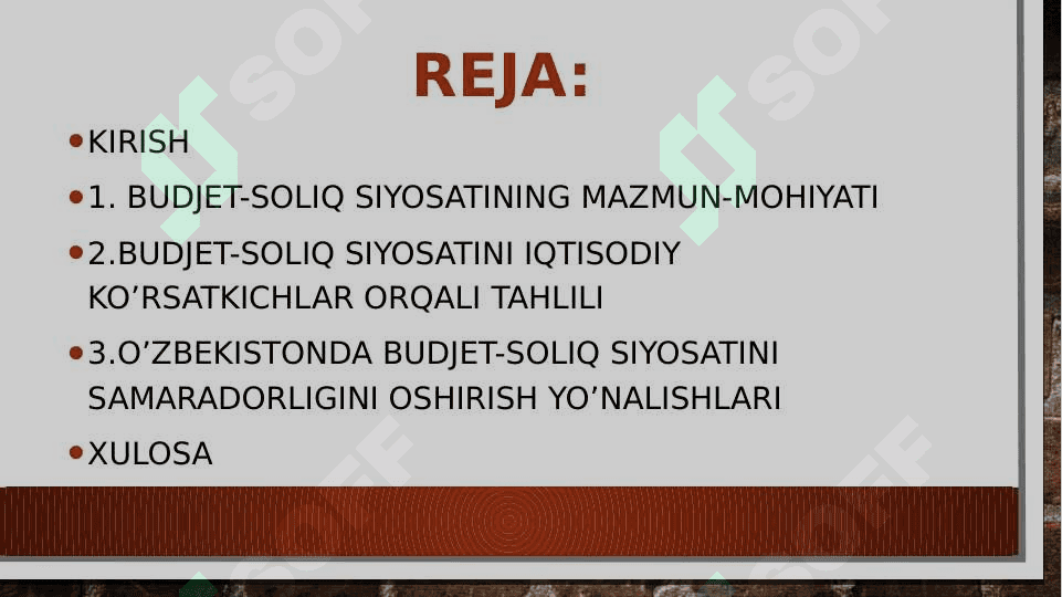 Budjet-soliq siyosati barqarorligini ta’minlash yo’nalishlari 2
