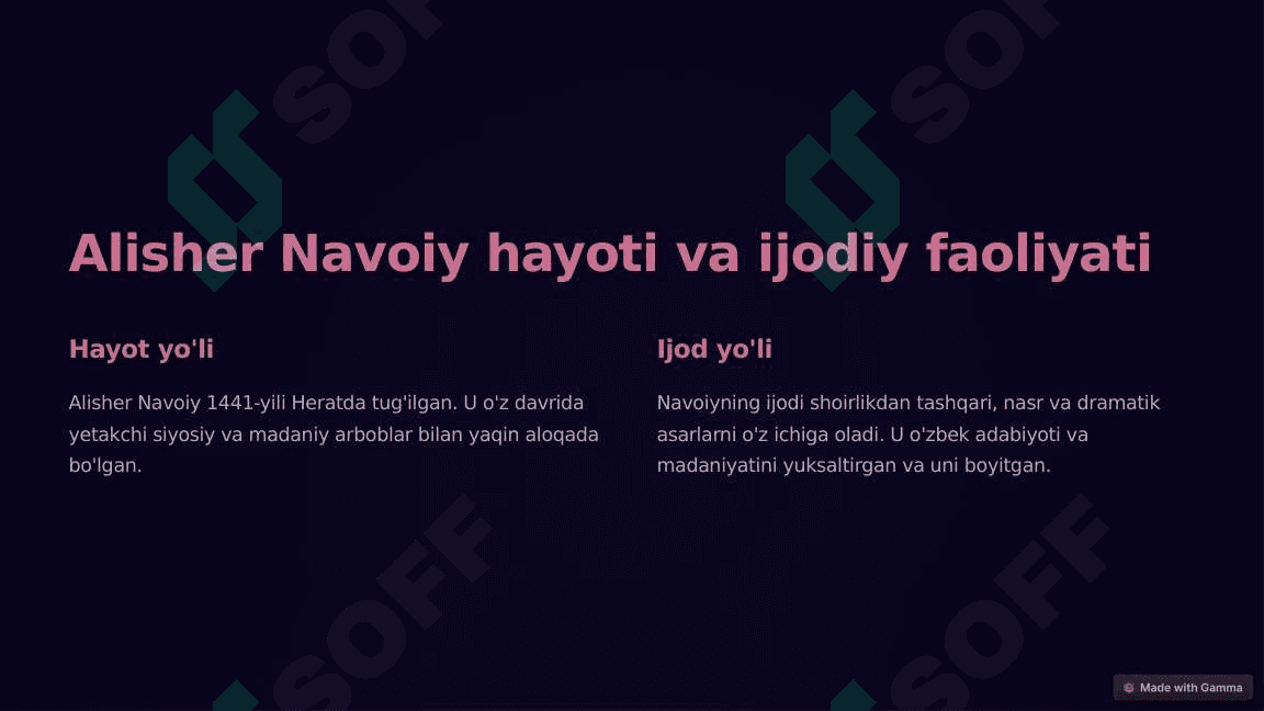 Alisher Navoiy - so'z mulkining sultoni 2
