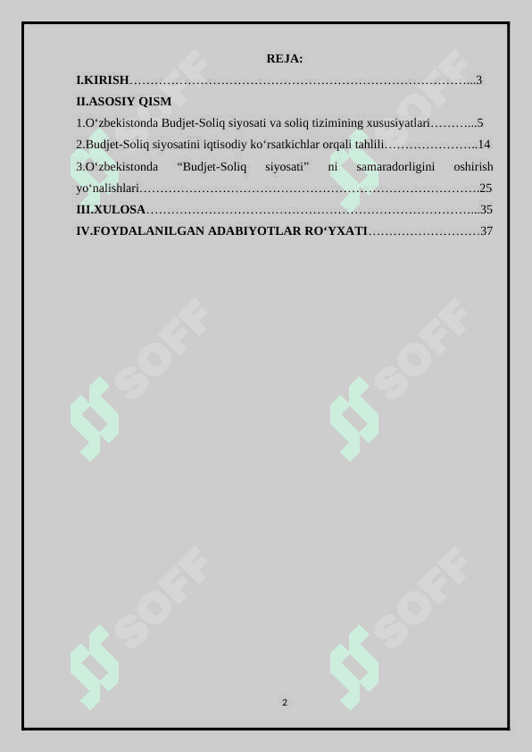 BUDJET-SOLIQ SIYOSATI BARQARORLIGINI TA‘MINLASH YO‘NALISHLARI 2