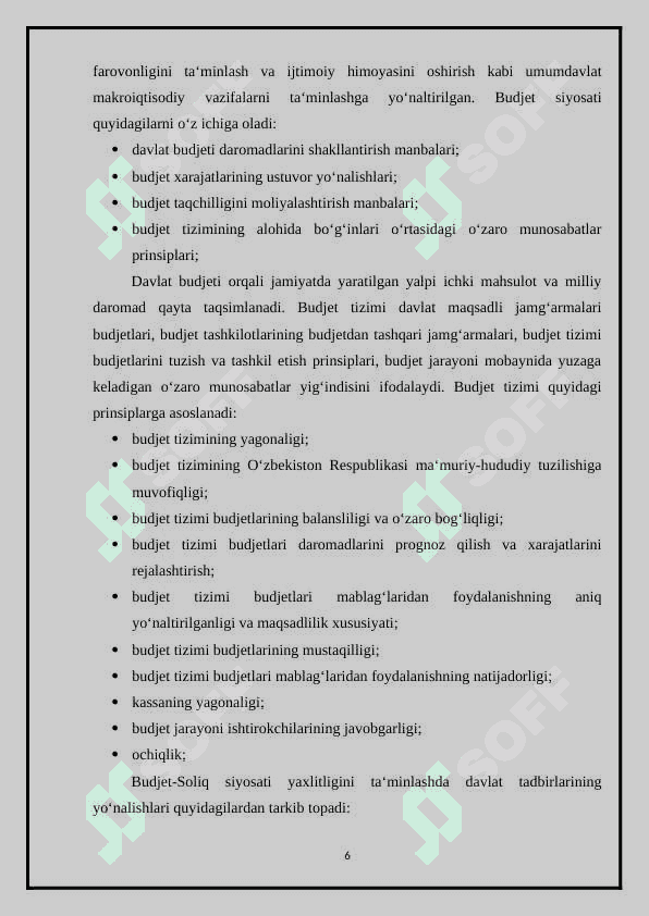 BUDJET-SOLIQ SIYOSATI BARQARORLIGINI TA‘MINLASH YO‘NALISHLARI 6