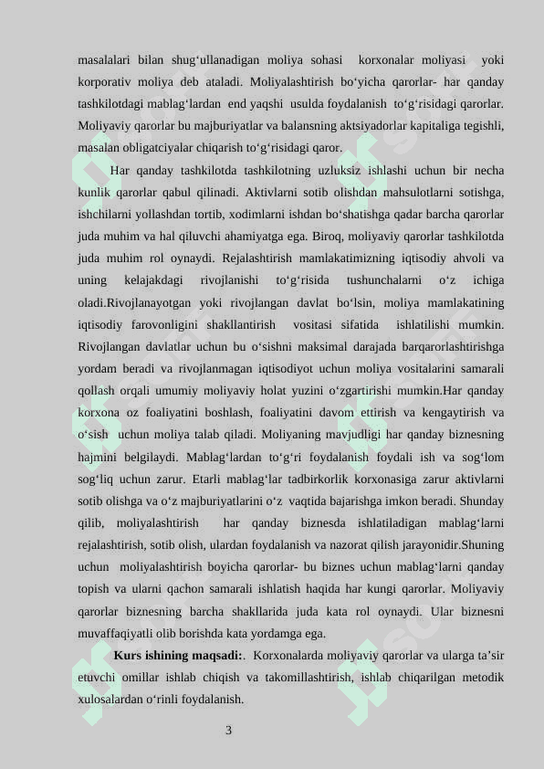 Korxonada moliyaviy qarorlar va ularga ta’sir qiluvchi omillar 3