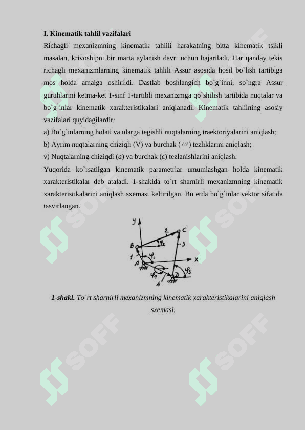 Tekis mehanizmlarni kinematik loyihalash. 2