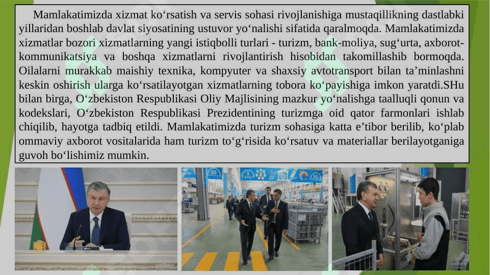Servis xizmati yo‘nalishi taqvimiy mavzular 2