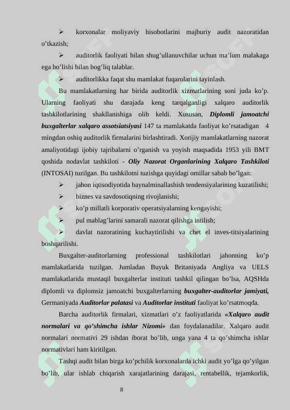 Boshqa auditorlarning ishi natiialaridan foydalanish tartibi 8