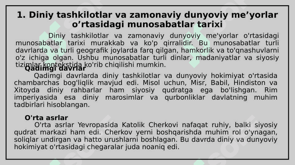 Diniy tashkilotlarning zamonaviy dunyoviy meʼyorlarga moslashuvining ahamiyati. 3