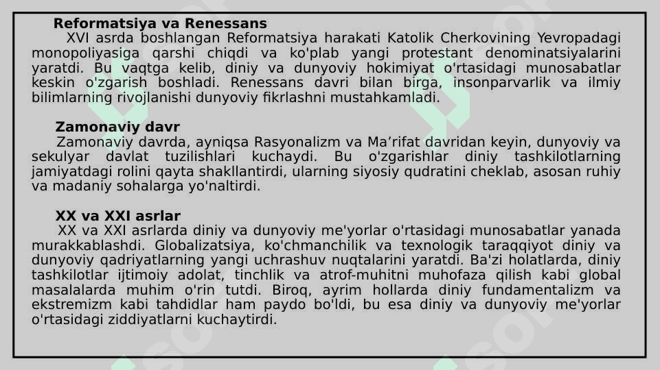 Diniy tashkilotlarning zamonaviy dunyoviy meʼyorlarga moslashuvining ahamiyati. 4