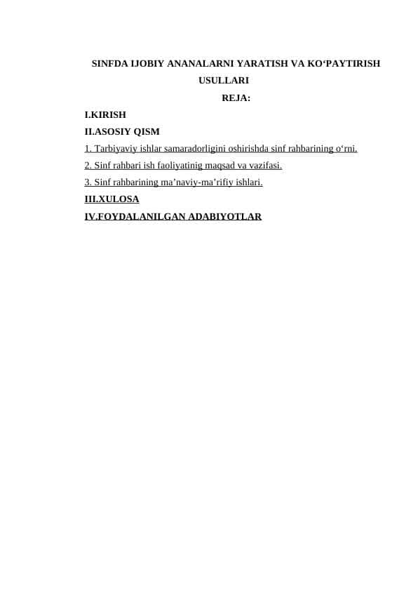 SINFDA IJOBIY ANANALARNI YARATISH VA KO‘PAYTIRISH USULLARI 1
