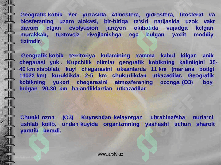 Geografik qobiqning tarkibiy qismlari 2