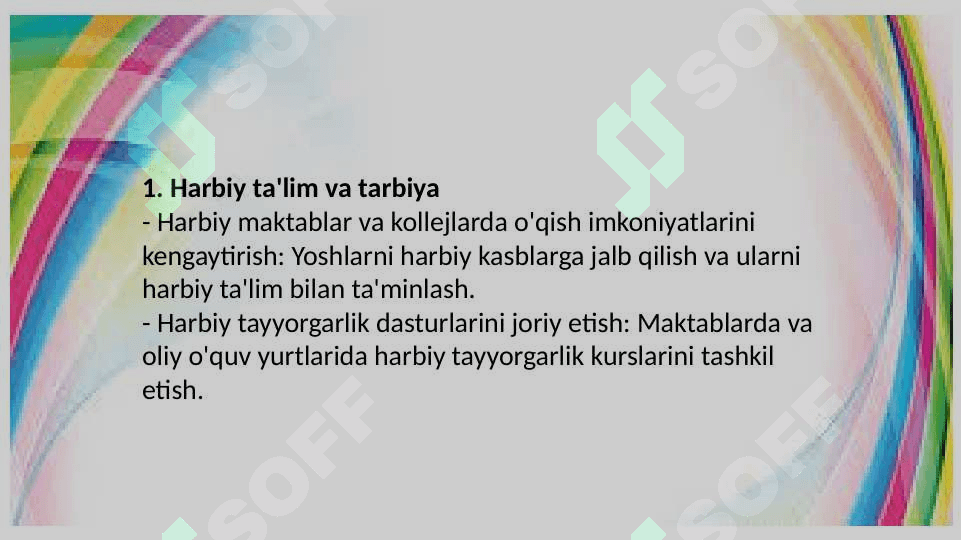 Yoshlarni harbiy vatanparvarlik ruhida tarbiyalash tadbirlarini yanada kuchaytirish 3
