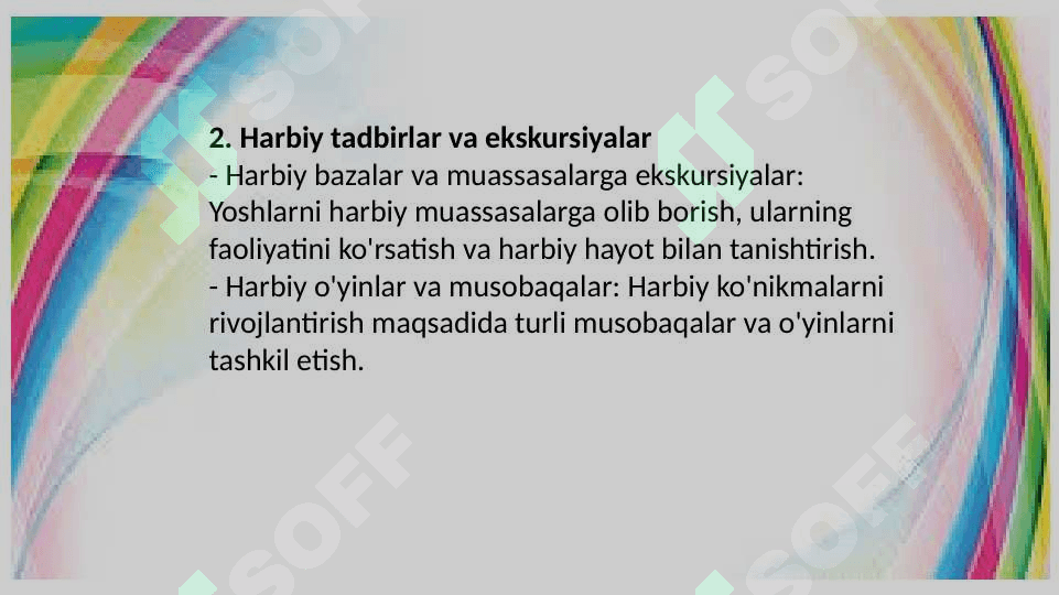Yoshlarni harbiy vatanparvarlik ruhida tarbiyalash tadbirlarini yanada kuchaytirish 4