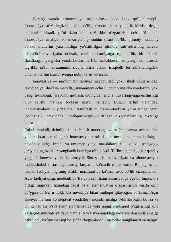 XXI asrda innovatsiyalar . 2