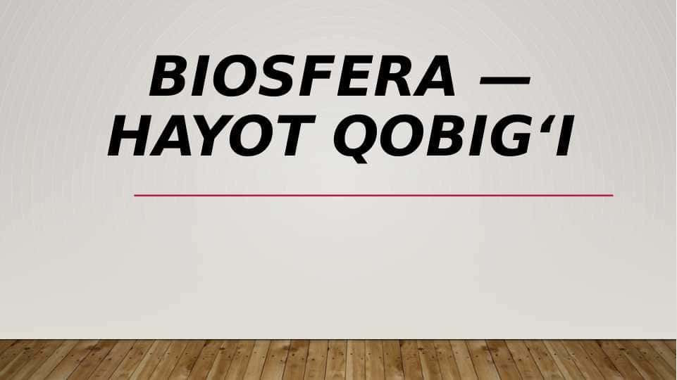 Biosfera — hayot qobig‘i 1