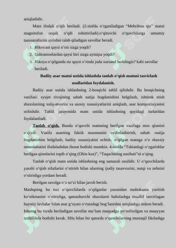 O‘QUVCHILARNI PIRLS TOPSHIRIQLARI ASOSIDA BADIIY ASARNI TAHLIL QILISHGA O‘RGATISH. 5