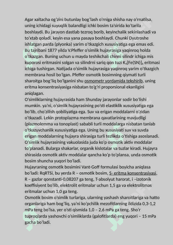 Diffuziya va osmos xodisasi. 3