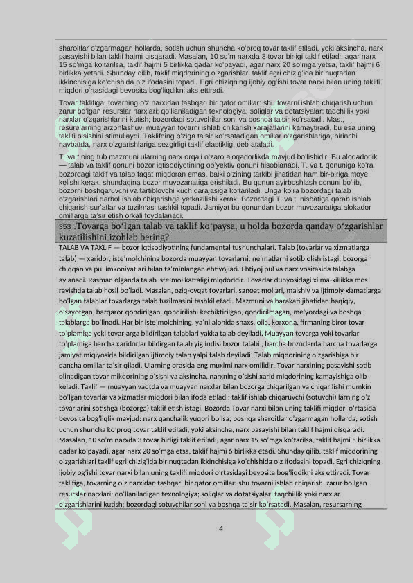 iqtisodiyot yo'nalishidagilar uchun savolnoma javoblari 351-398 gacha 4