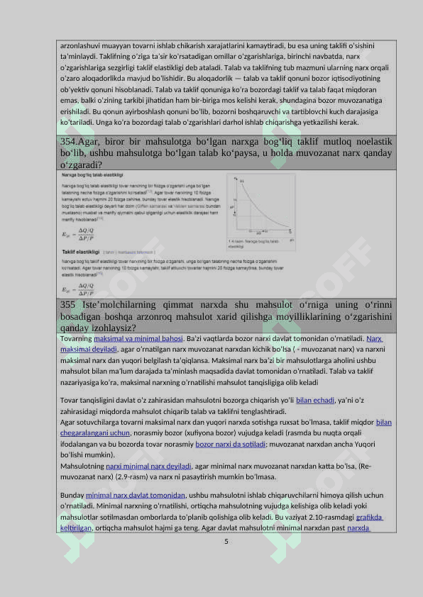iqtisodiyot yo'nalishidagilar uchun savolnoma javoblari 351-398 gacha 5