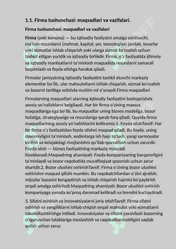 Firma bozor iqtisodiyoti subyekti  sifatida. 6