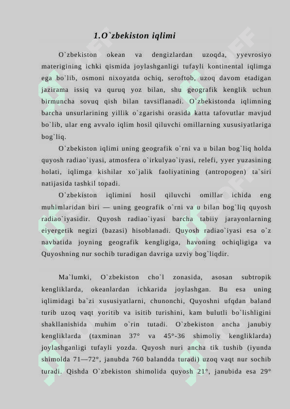 O`zbekiston iqlimi va iqlim resurslari. 2