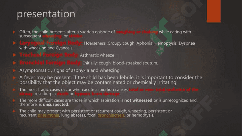 Foreign body aspiration, Pneumothorax, empyema 7