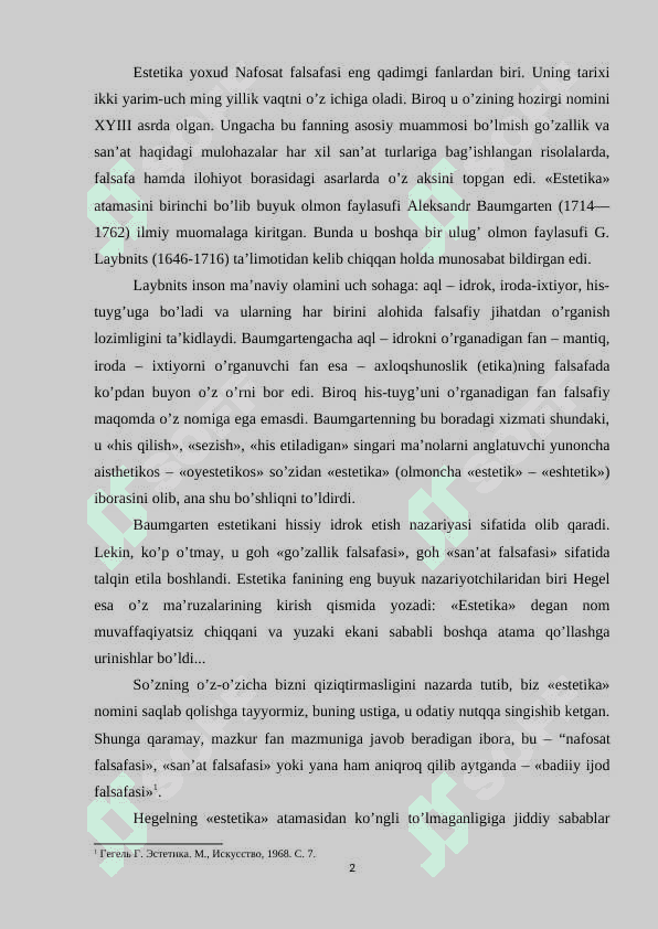 Estetik falsafaning predmeti ,obekti, falsafiy maqsadi va kategoriyalari 2