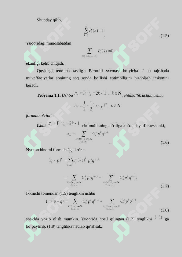 Bernulli sxemasini umumlashtirish Polinamial formula 4
