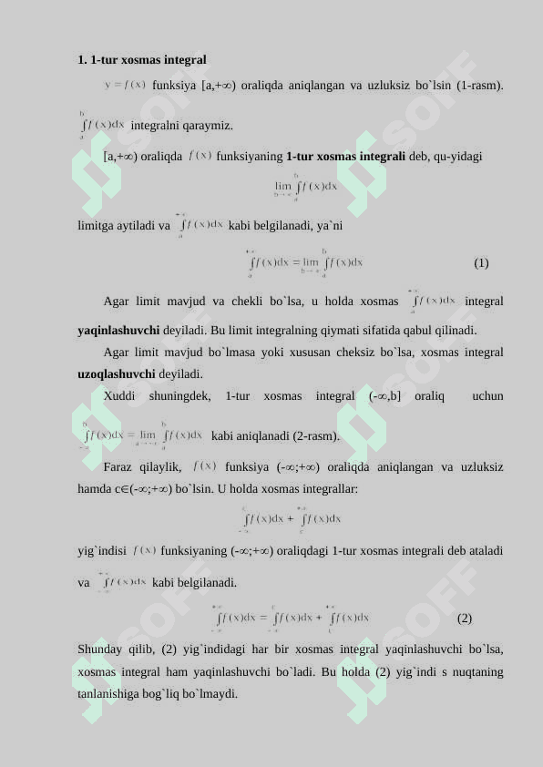 Xosmas integrallar. 2