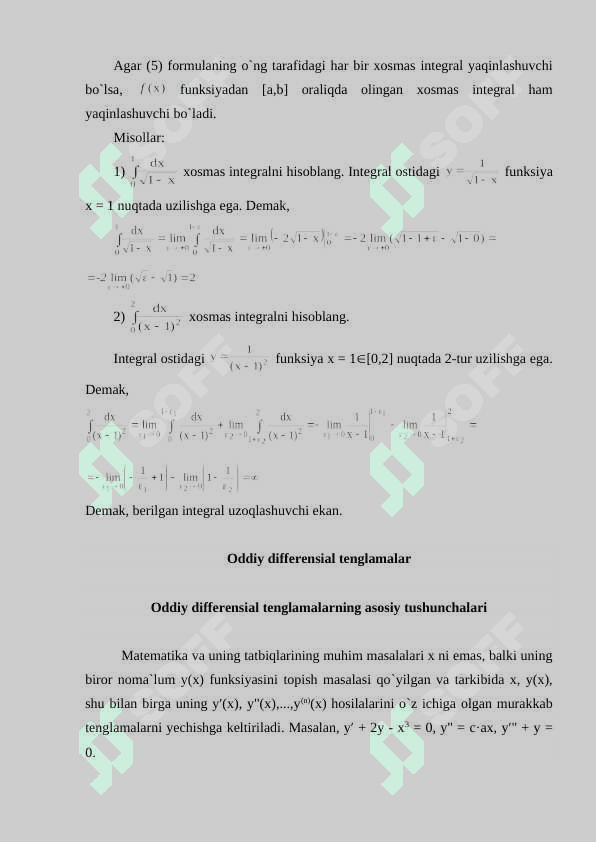 Xosmas integrallar. 5