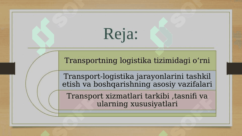 Transport xizmati uchun logistika tizimlar. 2