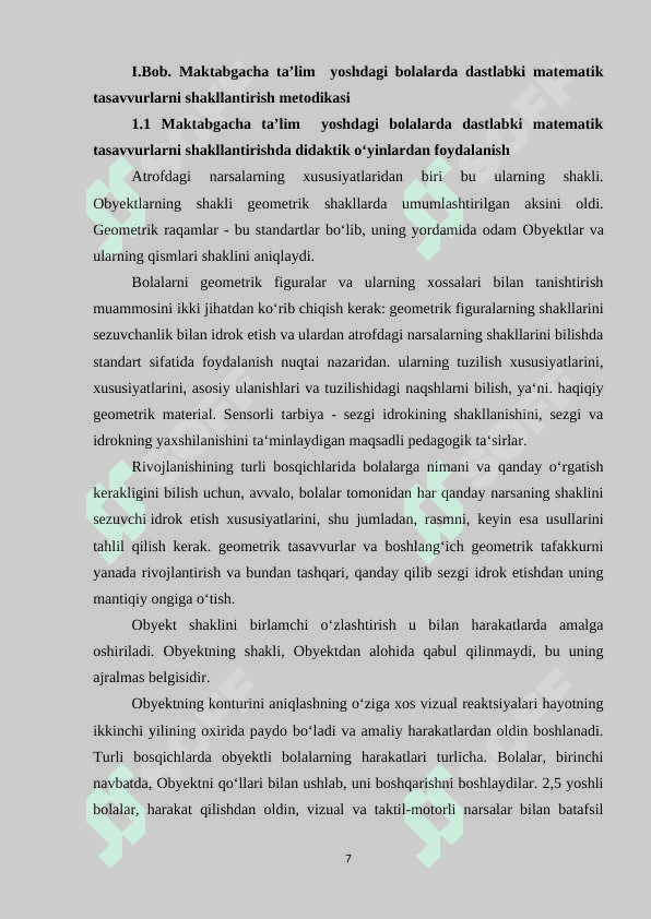 Maktabgacha ta’lim yoshdagi bolalarda dastlabki matematik tasavvurlarni shakllantirish metodikasi. 7