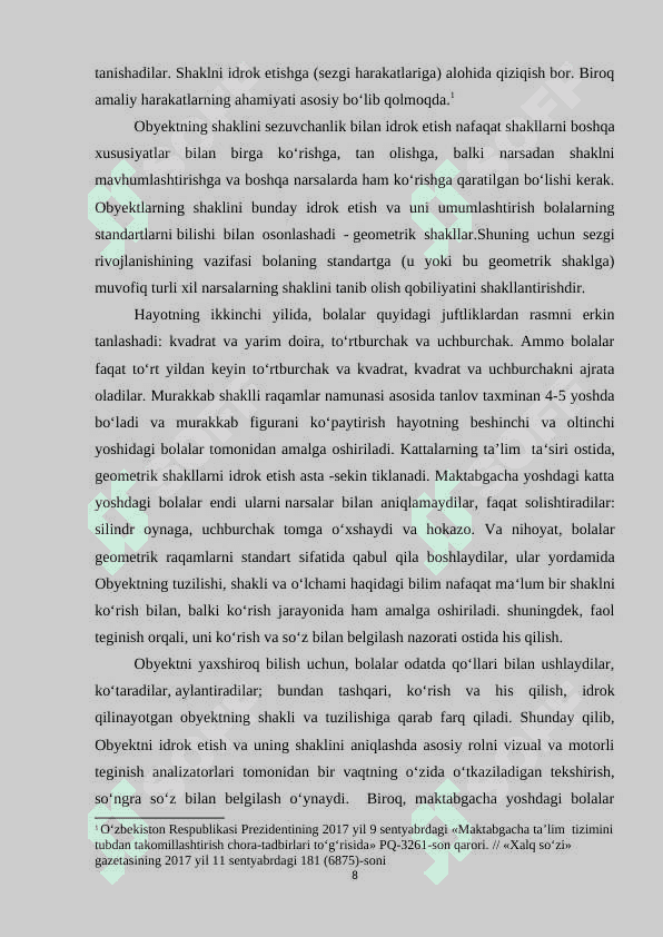Maktabgacha ta’lim yoshdagi bolalarda dastlabki matematik tasavvurlarni shakllantirish metodikasi. 8