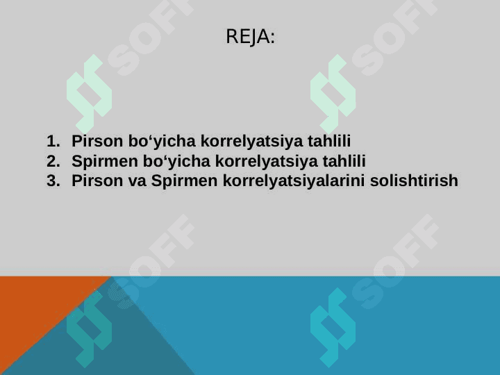 Pirson bo‘yicha korrelyatsiya tahlil, Spirmen bo‘yicha korrelyatsiya tahlil 2
