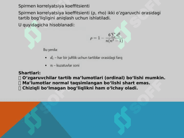 Pirson bo‘yicha korrelyatsiya tahlil, Spirmen bo‘yicha korrelyatsiya tahlil 6