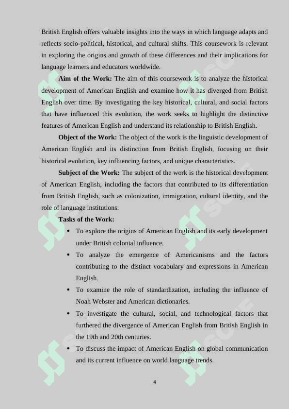 ANALYZING THE HISTORICAL DEVELOPMENT OF AMERICAN ENGLISH AS DISTINCT FROM BRITISH ENGLISH 4
