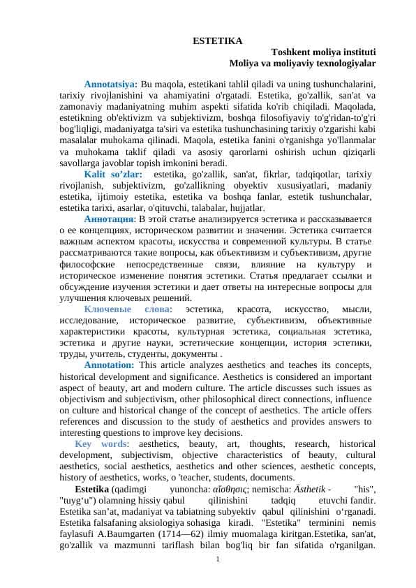 ESTETIKA 1