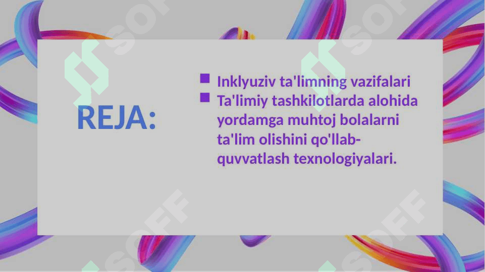 Ta’limiy tashkilotlarda alohida yordamga muhtoj bolalarni ta’lim olishini qo‘llab-quvvatlash texnologiyalari. 2