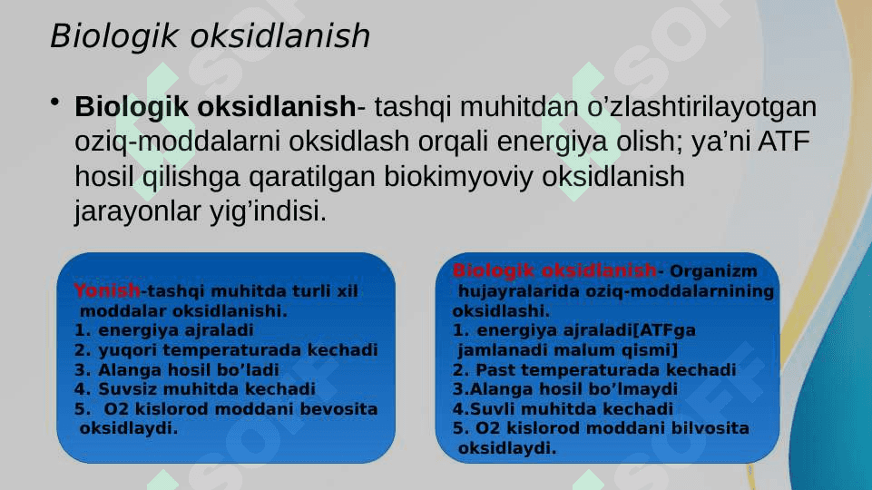 Biologik oksidlanish va katabolizmning umumiy yo’llari 3