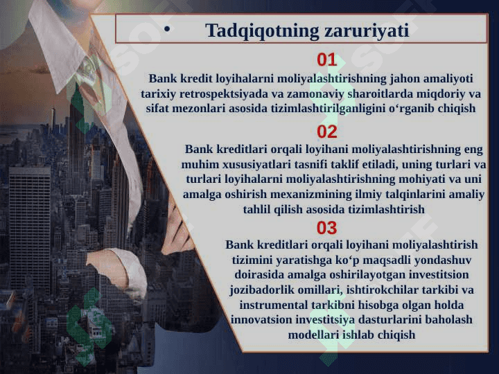 BANK KREDITLARI ORQALI LOYIHAVIY MOLIYALASHTIRISHNI SAMARALI TASHKIL ETISH 4