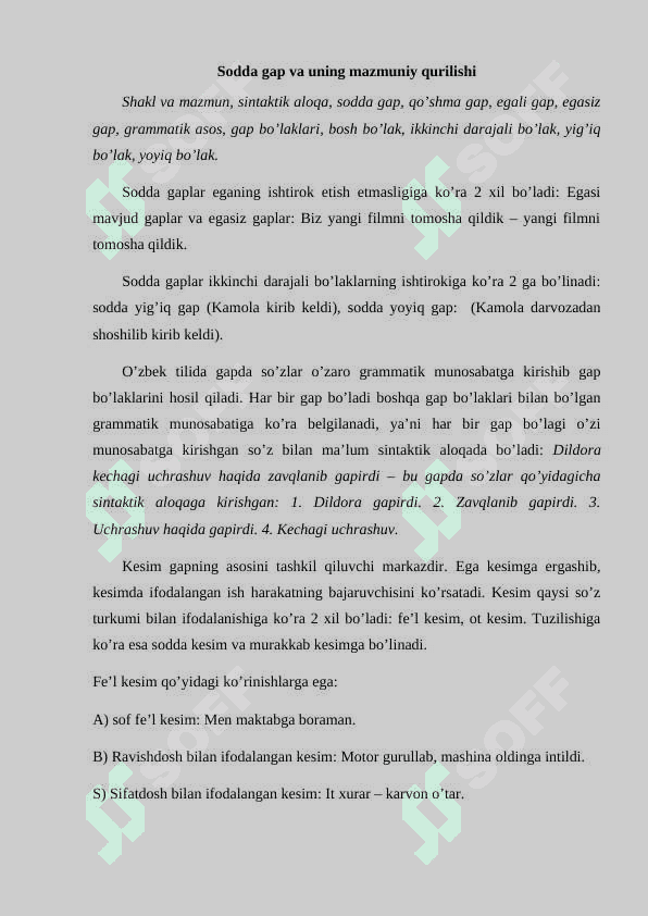 Sodda gap uslubiyati 3