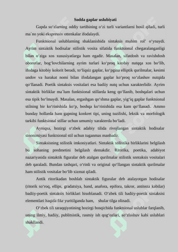 Sodda gap uslubiyati 7