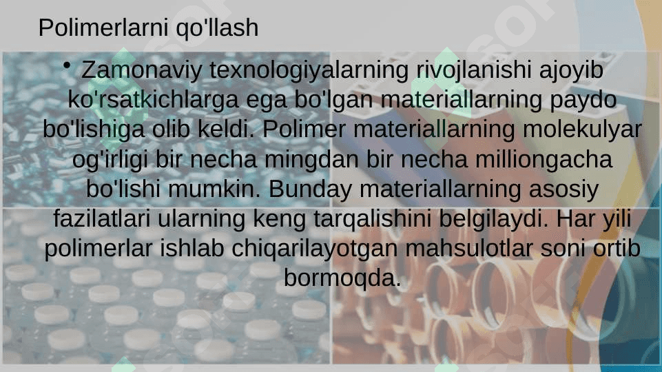 To’qimachilik va yengil sanoatda qo’llanalidigan muhim polimerlar 2