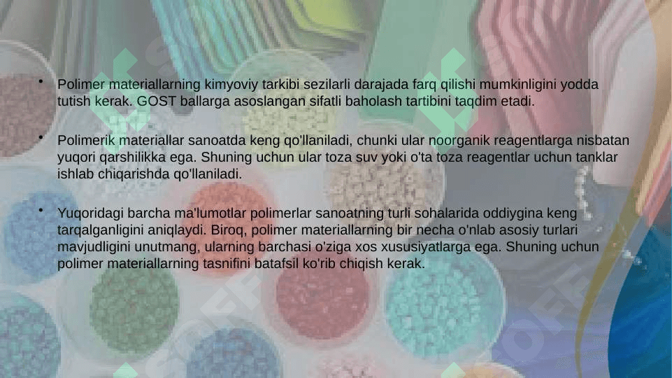 To’qimachilik va yengil sanoatda qo’llanalidigan muhim polimerlar 7