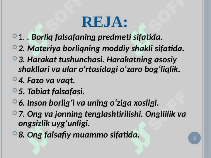 Borliq falsafasi (Ontologiya) 2