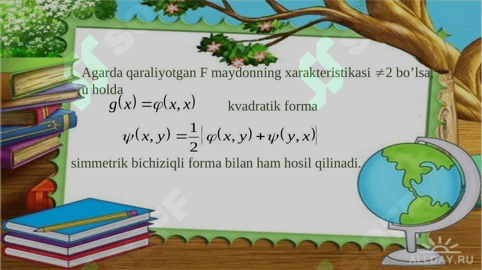 KVADRATIK FORMA MATRITSASI  		VA KAVADRATIK FORMA RANGI. 6