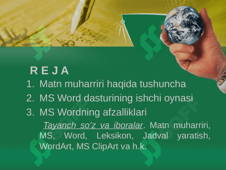 Matnli axborotlarni yaratish va ishlov berish texnologiyasi 2