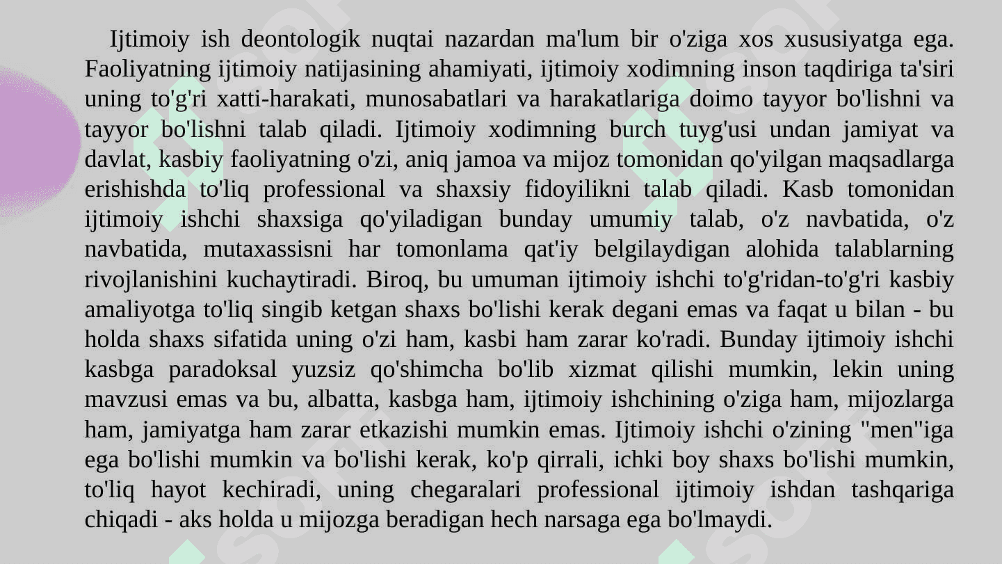 Ijtimoiy xodim burchining birligi va ziddiyatlari 4