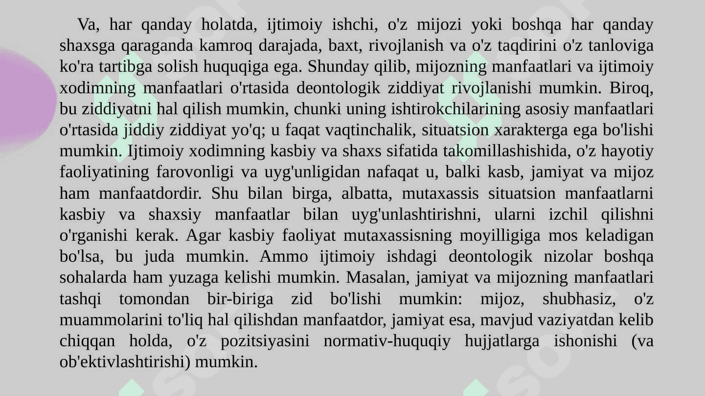 Ijtimoiy xodim burchining birligi va ziddiyatlari 5