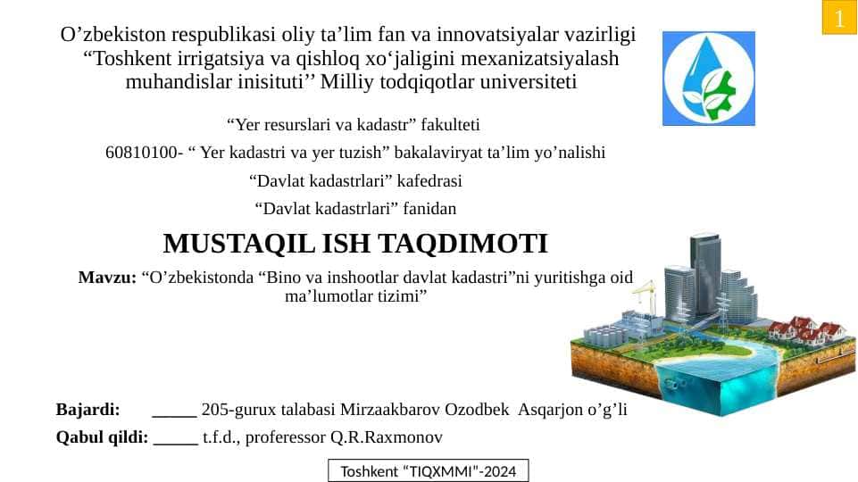 Bino inshoatlar dakadastrini yuritish 1