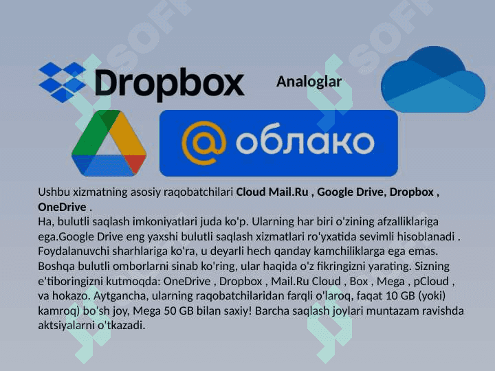YandexDisk BULUTLI PLATFORMASI VA UNDAN FOYDALANISH 3