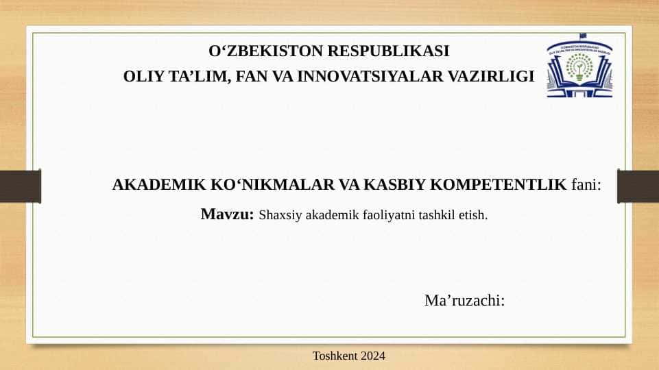 O‘z-o‘zini boshqarish va samaradorlik uchun javobgarlik 1