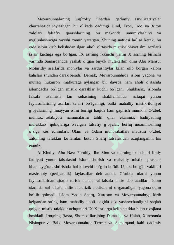 ISLOM MADANIYATNING SHAKLLANISHI VA ILK MUSULMON UYG’ONISH (RENESSANSI) DAVRI 2